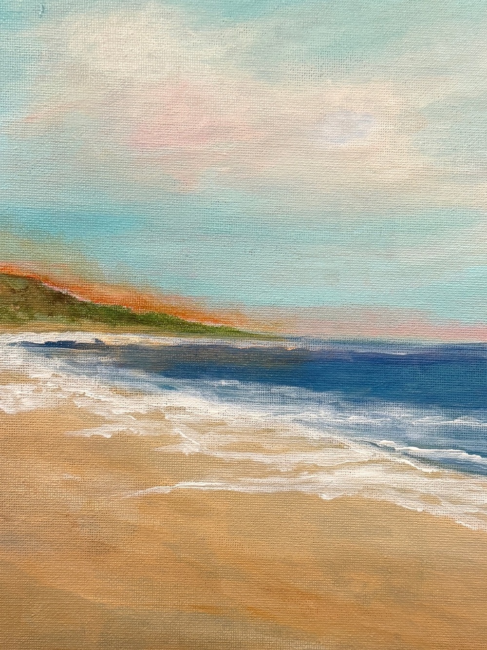 Hand painted sunset coastal beach wall art